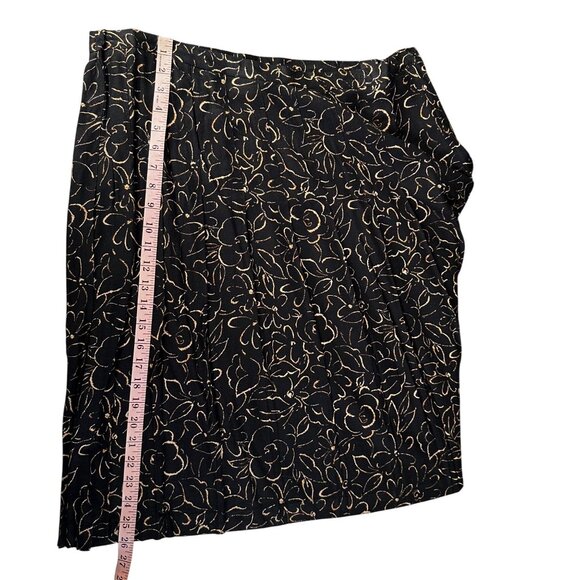 Kelly Stevens Vintage Black Floral Skirt Plus 20 Midi Pleated Made in USA - Picture 7 of 7